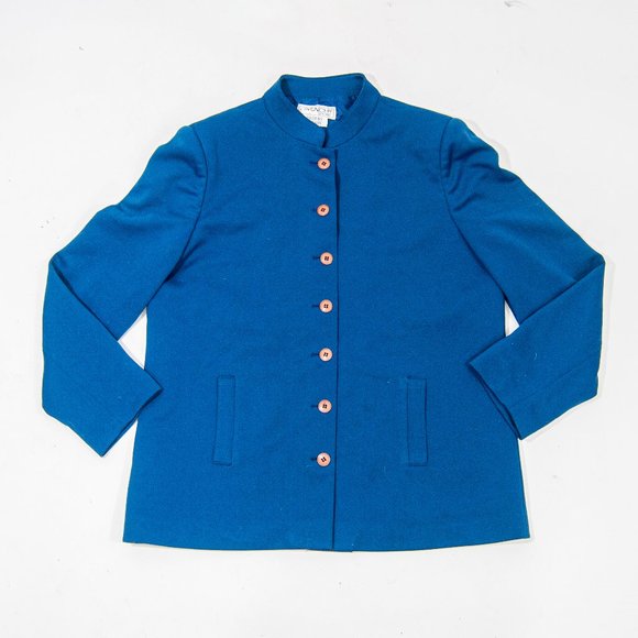 70s Blue Stand Collar Givenchy Blazer L Large / XL